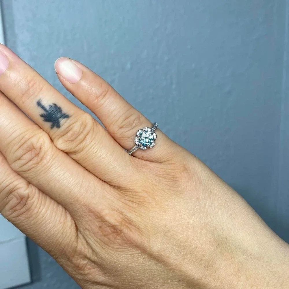 MOISSANITE CRYSTAL FLOWER SHAPED ADJUSTABLE RING FAIRYCORE WHIMSICAL ETHEREAL